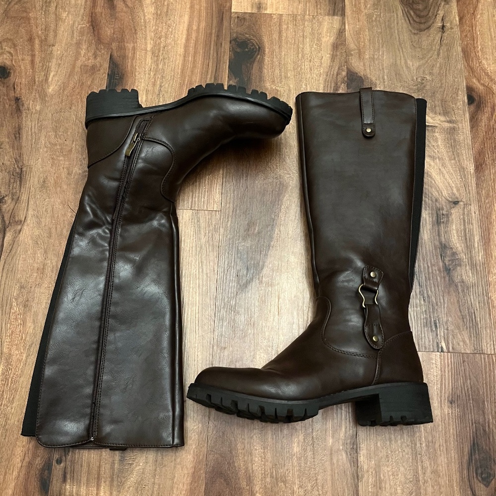 Aquatherm Tall Brown Riding Boots — Waterproof, Insulated, Size 8